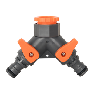 二路分水器Y型三通带阀门园艺用品配件4分6分螺纹水龙头转换接头