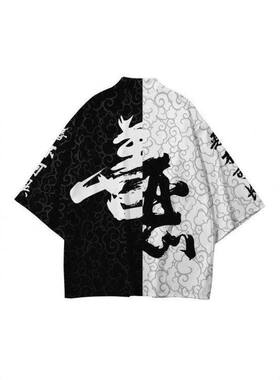 和服羽织善恶道袍衬衣欧美印花