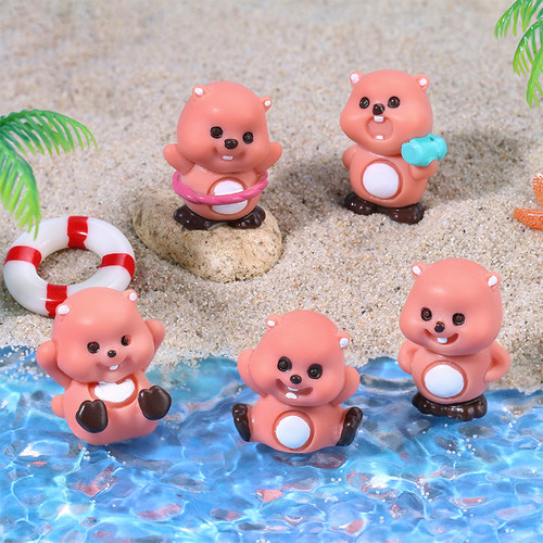 网红小海狸微景观装饰道具儿童玩具桌面治愈系摆件卡通动物装饰品