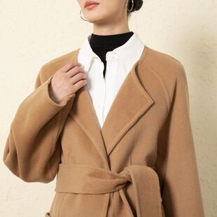 圆领手工双面呢羊绒大衣短款 26秋冬法式 外套女优雅 轻奢简约风