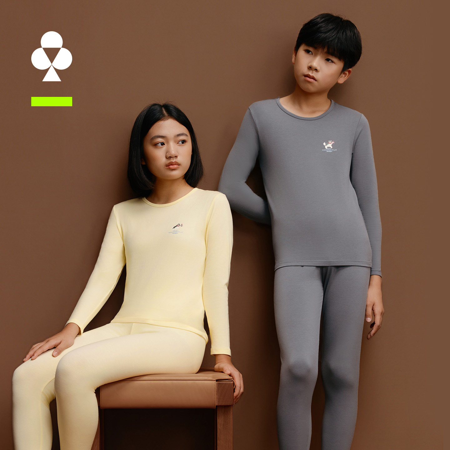 有棵树青少年秋衣秋裤纯棉保暖内衣套装男女童加绒加厚儿童打底衫