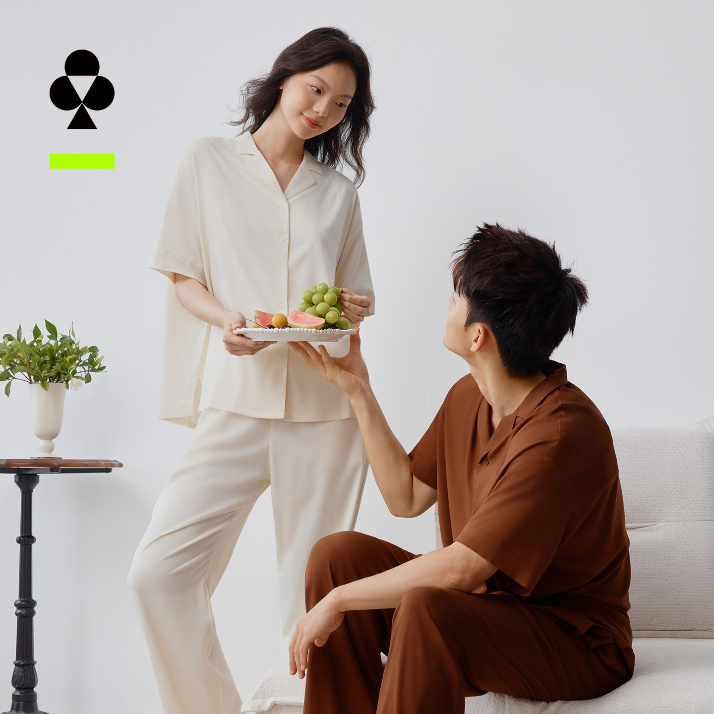 有棵树情侣植物冰丝睡衣女春秋款2025新款男士秋季长裤家居服套装