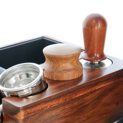 不锈钢咖啡布粉器花梨木三浆压粉器可调节粉锤填压器51/53/58mm