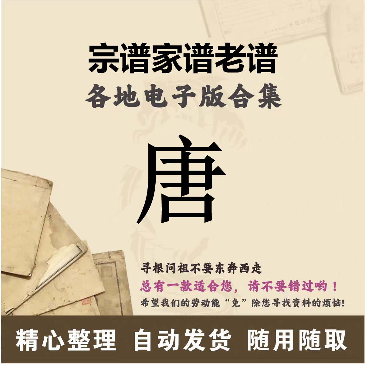 唐氏家谱族谱宗谱老谱全国百家姓胡姓寻根问祖追根溯源研究电子版