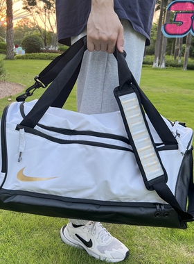 NIKE耐克男女大容量健身运动训练旅行斜挎拎包行李桶包DX9789-100
