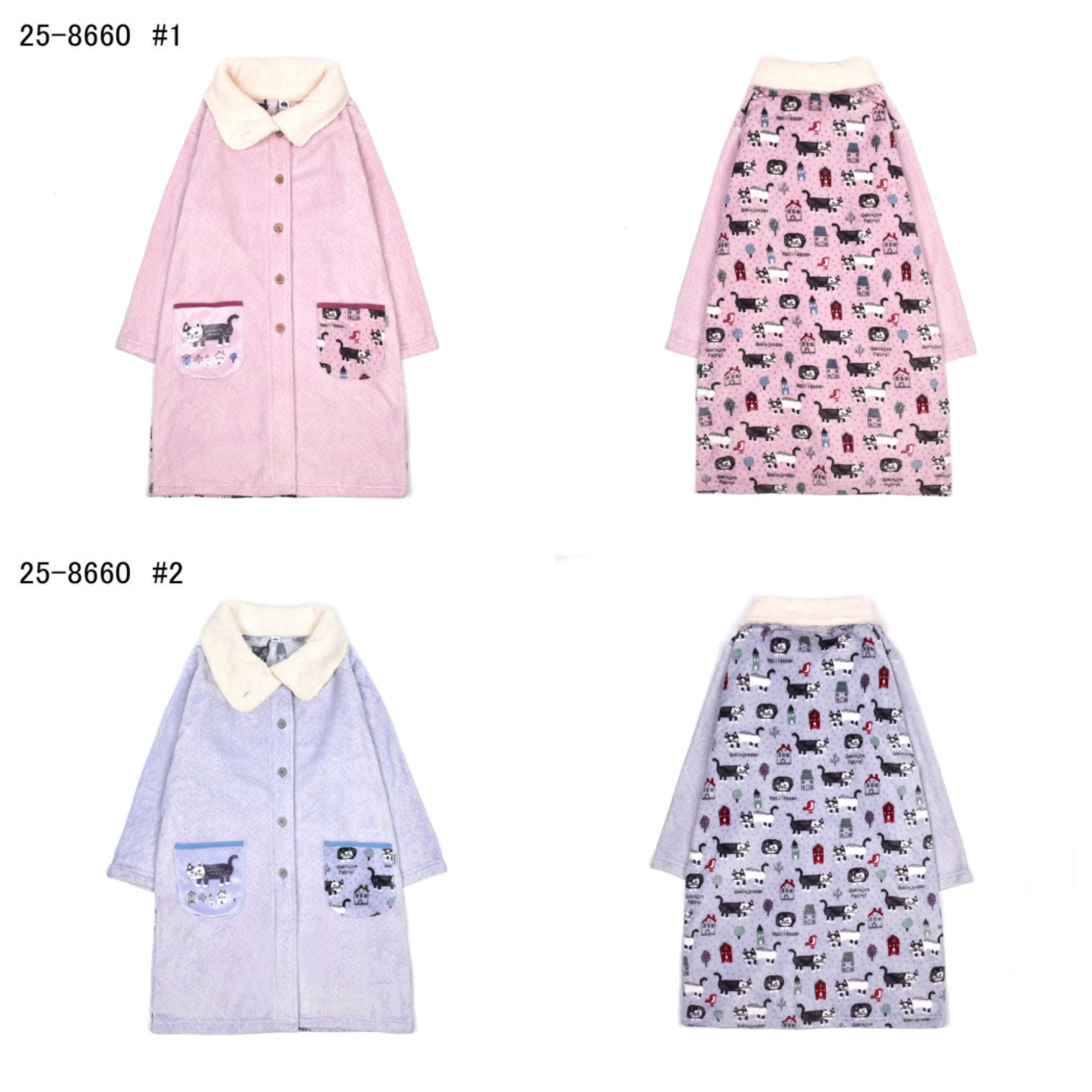 日本Kusuguru正品猫咪印花家居服法兰绒睡衣睡袍保暖舒适浴袍419