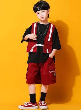 儿童街舞潮服男童嘻哈演出服幼儿爵士舞表演服装男装架子演出服装