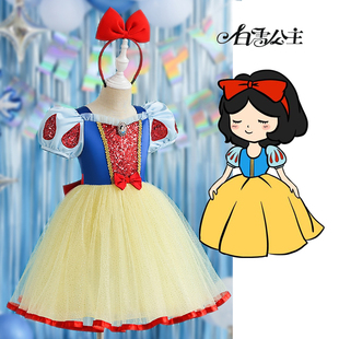 夏新迪士尼女童白雪公主裙万圣节Snow White童话故事话剧派对表演