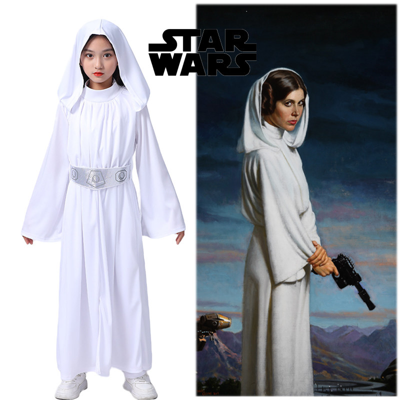 新款儿童星球大战莱娅公主扮演服万圣节漫威英雄女童Leia cos表演