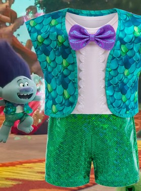 新儿童魔发精灵布兰克扮演服万圣节Trolls Branch cos派对活动表