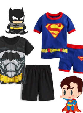 夏季新款短袖儿童超人扮演服万圣节漫威超级英雄蝙蝠侠活动表演服