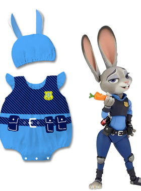 夏新兔子朱迪宝宝哈衣爬服疯狂动物城万圣节Judy Hopps cos外出服