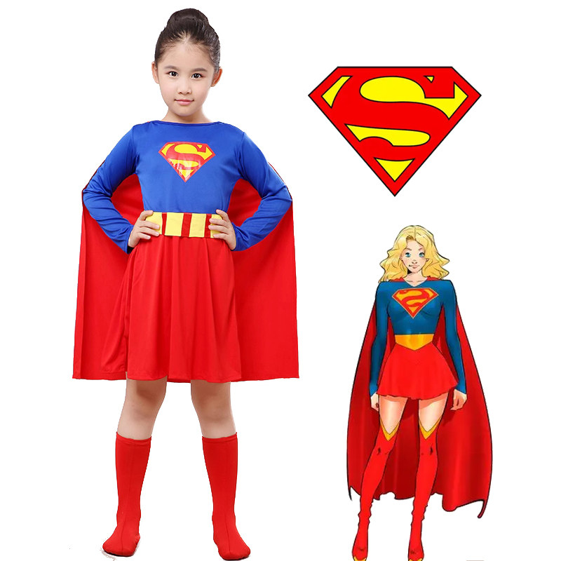 新款成人女童超人扮演服万圣节漫威超人亲子装Supergi活动表演服