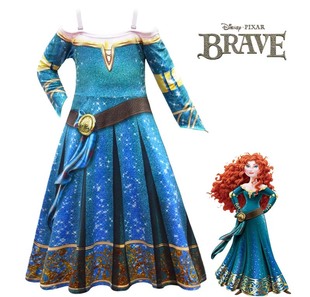 儿童勇敢传说梅莉达公主cosplay迪士尼万圣节服装派对舞台表演服