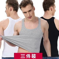 Mùa hè nam vest bó sát cotton trẻ trung chủ đề thoáng khí nhỏ hai xương sườn mùa hè mỏng phần đáy trắng - Áo vest ao nguc