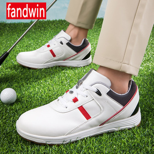男式休闲鞋低帮单鞋白色户外高尔夫运动鞋耐磨防滑草场时尚健步鞋