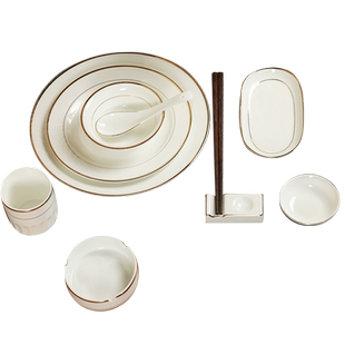 摆台定制餐具散件金边骨瓷陶瓷盘子碗碟高档私人会所星级酒店套装