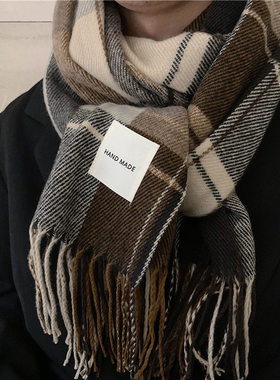 围巾男冬季韩版百搭保暖长男生礼物潮时尚年轻人百搭编织ins