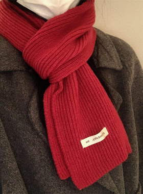 物有所值的一款小围巾韩国小众简约百搭保暖窄版围脖秋冬毛线情侣