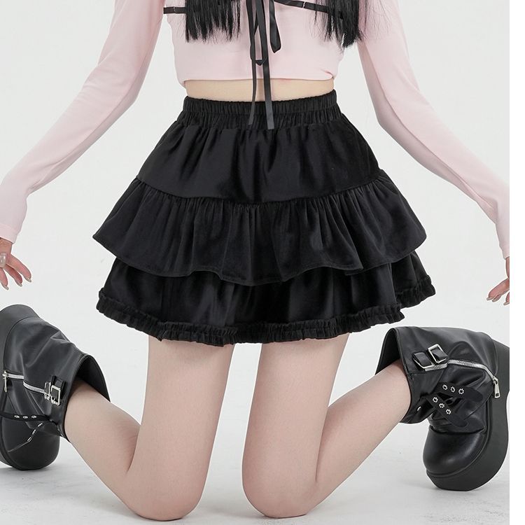 【丝绒】蓬蓬半身裙女秋