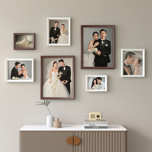 照片墙定制相框挂墙组合洗照片实木免打孔创意婚纱照相片展示墙