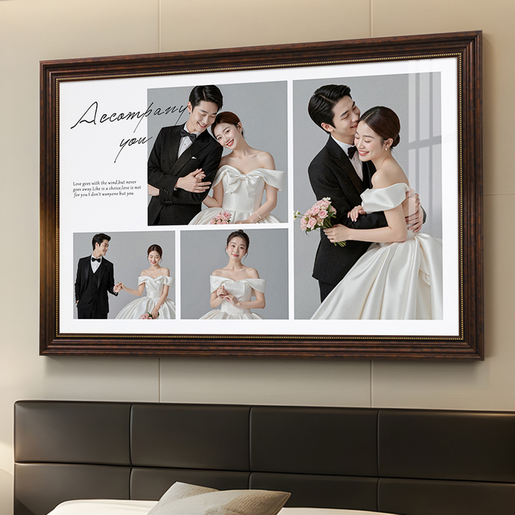 婚纱照相框挂墙定制欧式复古画框洗照片加全家福放大床头相片制作