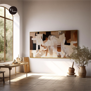 饰个性 挂画 极简现代客厅民宿沙发背景墙装 格意侘寂风抽象色块横版