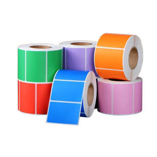 艾利彩色铜版纸100*80 70 60 50 40 30 20 90红 黄 蓝 绿 橙色定制标签贴纸碳带条码纸打印铜板不干胶标签纸