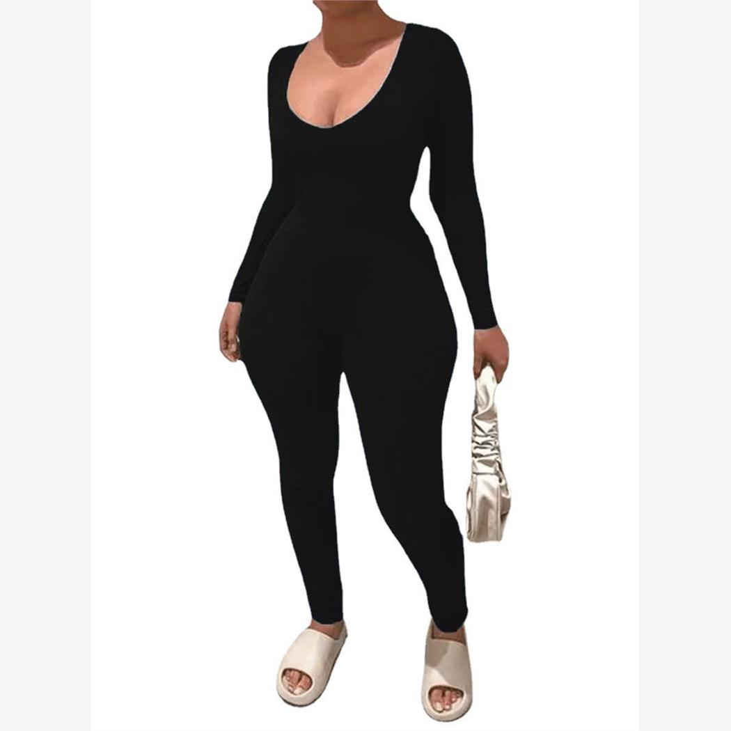 Women Jumpsuit Big Size Sashes Bodycon Rompers Black 5xl 4xl