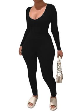 Women Jumpsuit Big Size Sashes Bodycon Rompers Black 5xl 4xl