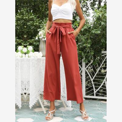 summer high waist pants women loose wide leg trousers休闲裤