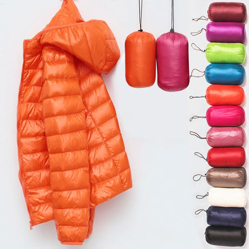 Winter Women Ultralight Thin Down Jacket 轻薄连帽女式羽绒服