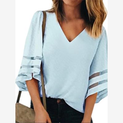 women summer clothes blouse horn sleeve shirt plus size tops
