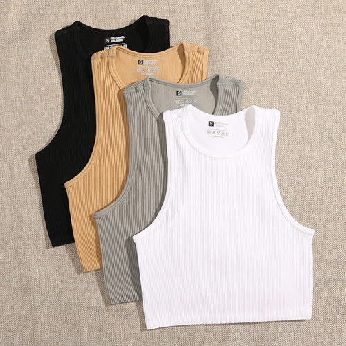 Women Yoga Vest Gym Crop Tops Seamless Bra瑜伽螺纹小背心女