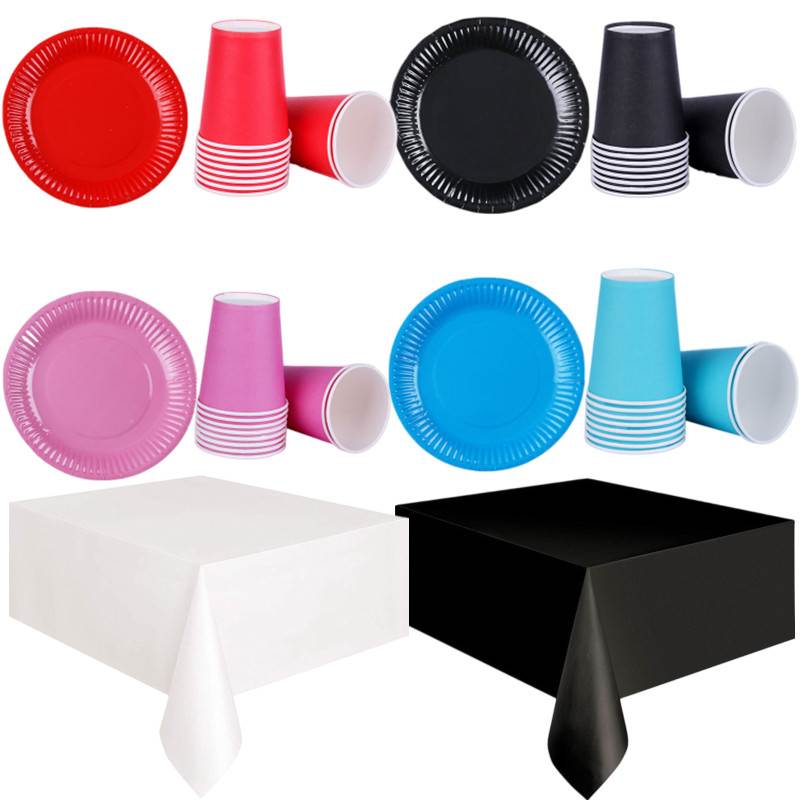 Black Red Disposable Cake Paper Plates Cup DIY Decoration Fo