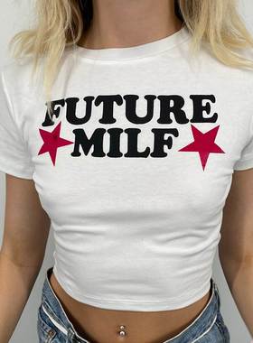 Future Milf cropped top women sexy party clothes露脐短袖女
