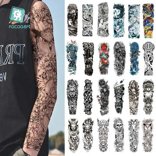 Rocooart Black Temporary Tattoo Stickers For Men Full Body