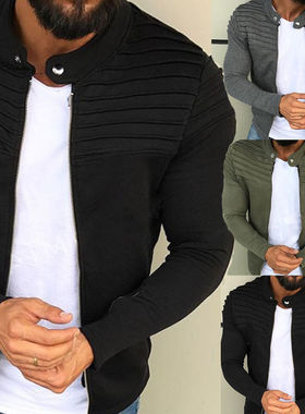 2019 Men Autumn striped coat boy fashion tops zipper jacket