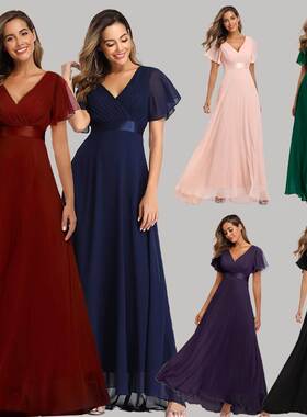 2022欧美伴娘晚礼服Chiffon Wedding Gown Party Evening Dresses