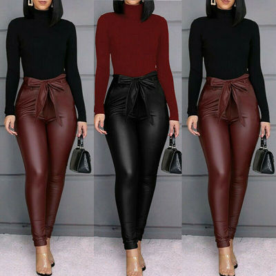 Women's Leggings PU Leather Pants Stretchy Skinny Pencil