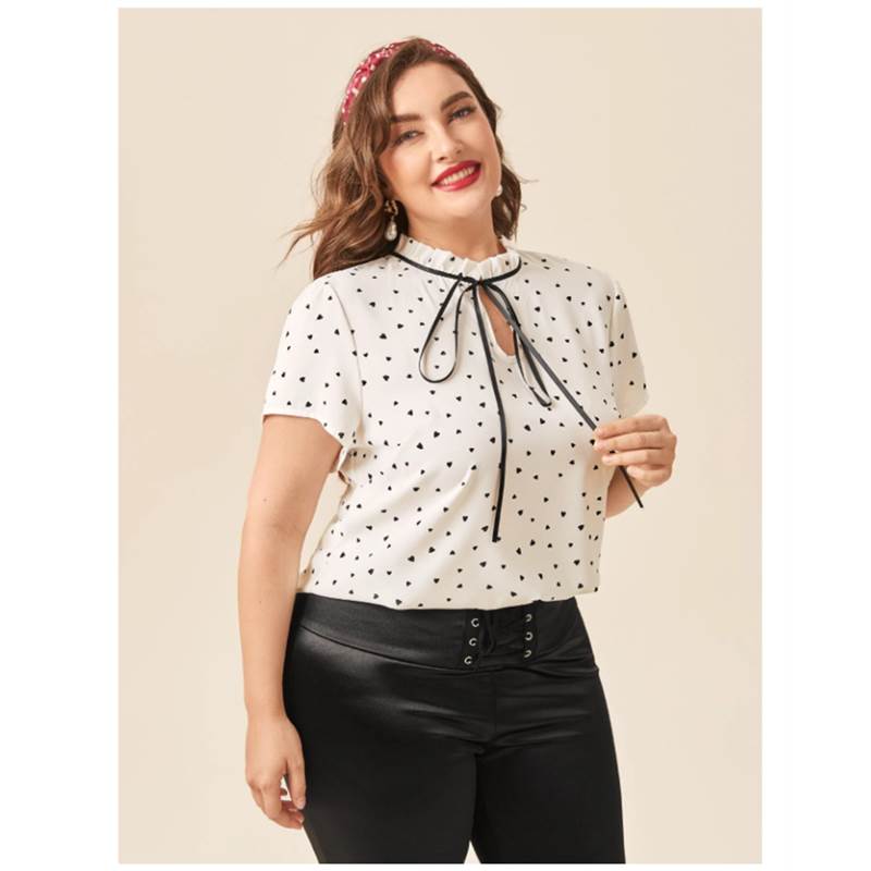 L-4XL summer women T shirt plus elegant ladies blouse tops