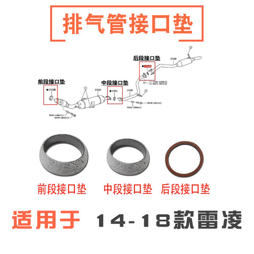 14-18款雷凌前后段排气管接口垫