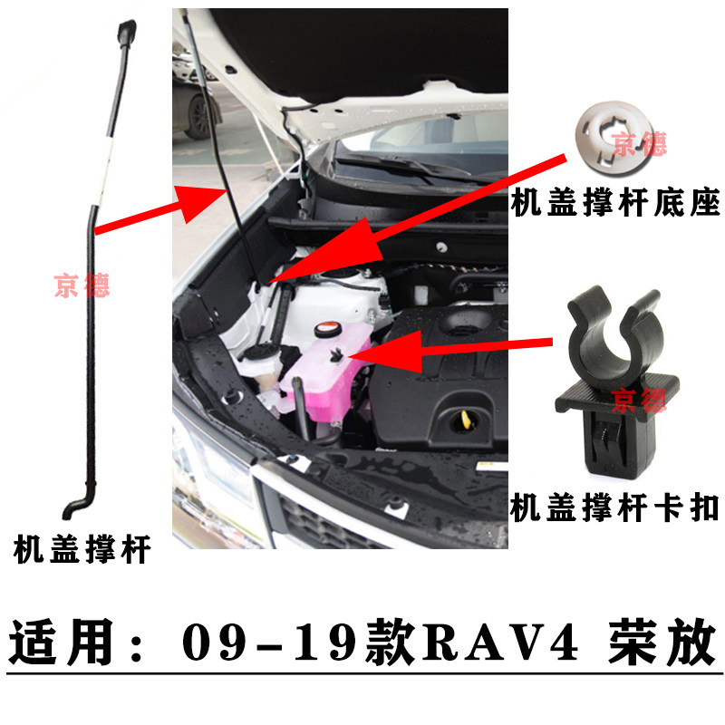 适用09-19年款RAV4荣放发动机盖撑杆机盖顶杆支撑杆卡扣固定底座图片