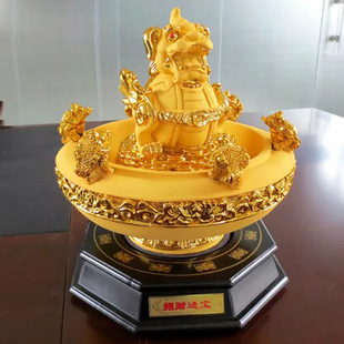 绒沙金聚宝盆金蟾摆件工艺品貔貅摇钱树平安保险公司保销酒会礼品