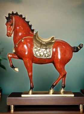 一件可发唐马黄铜器摆件家居彩绘客厅电视柜玄关金属装饰工艺礼品
