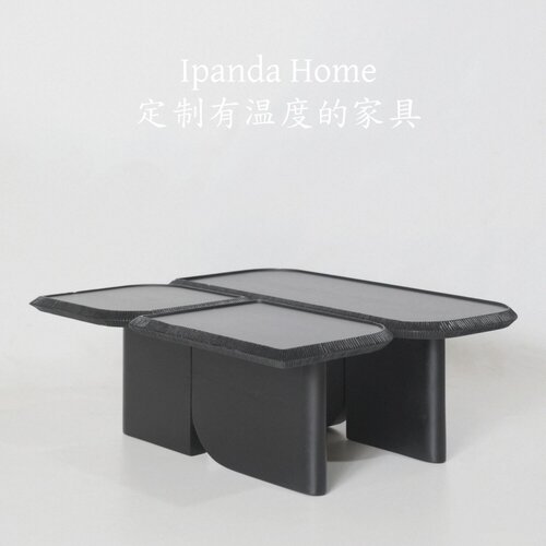 中古风实木黑色茶几法式复古设计师款高级感家用客厅咖啡桌子定制