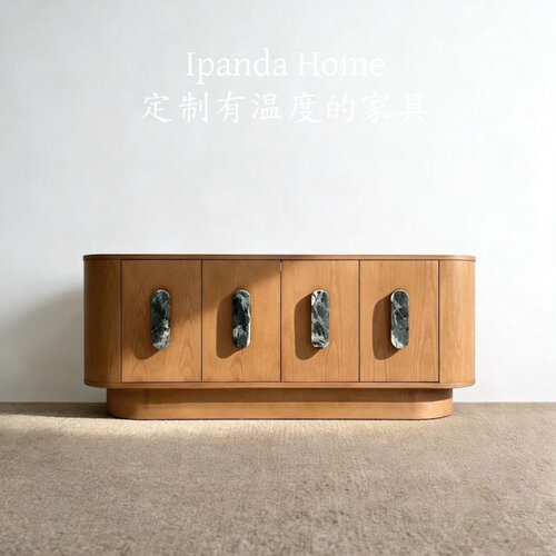 中古风实木大理石餐边柜设计师款