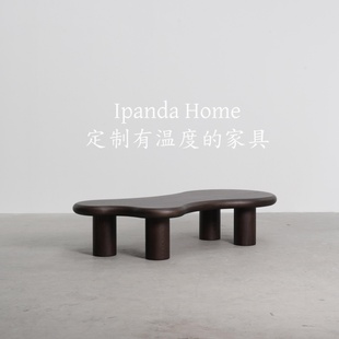中古风实木异形茶几复古日系小户型客厅咖啡桌设计师款高级感边几