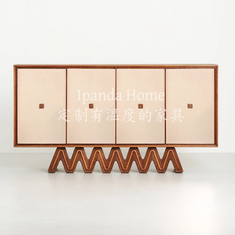 侘寂风实木大容量多层收纳餐边柜