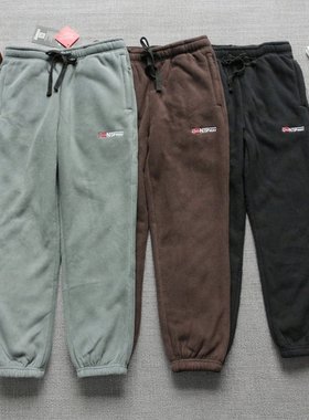 外贸重磅双面绒束脚裤男女加厚羊羔绒卫裤男宽松保暖外穿长裤冬